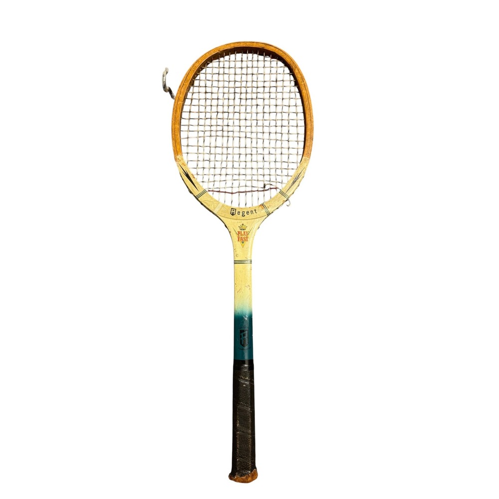 Vintage Regent Play Fast Wooden Tennis Racquet Laminated Wood Decorative Prop